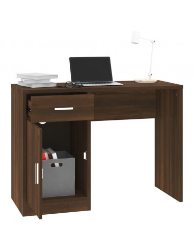 Scrivania Cassetto rovere marrone 100x40x73cm Legno Multistrato