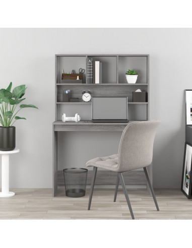 Scrivania Mensole Grigio Sonoma 102x45x148 cm Legno Multistrato