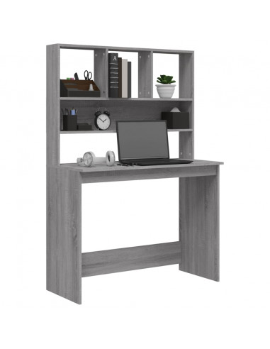 Scrivania Mensole Grigio Sonoma 102x45x148 cm Legno Multistrato