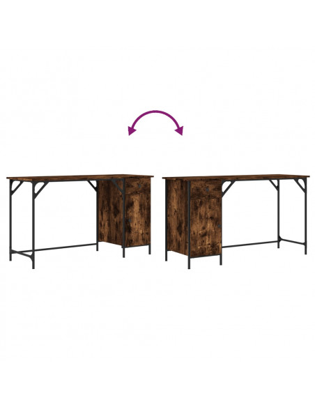 Scrivania Computer Rovere Fumo 131x48x75 cm Legno Multistrato