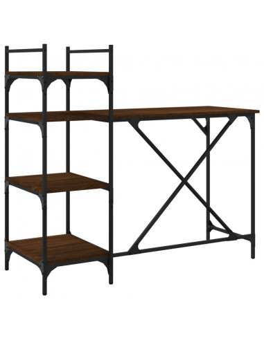 Scrivania per Computer con Scaffali Rovere Marrone 120x47x109cm