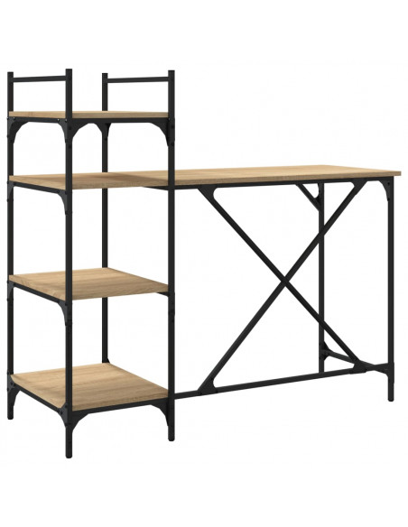 Scrivania per Computer con Scaffali Rovere Sonoma 120x47x109 cm