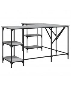 Scrivania Grigio Sonoma 139x139x75 cm in Legno Multistrato 2