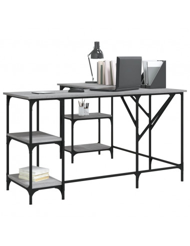 Scrivania Grigio Sonoma 139x139x75 cm in Legno Multistrato