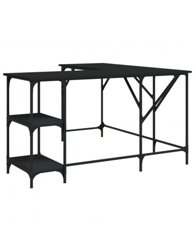 Scrivania Nera 139x139x75 cm in Legno Multistrato