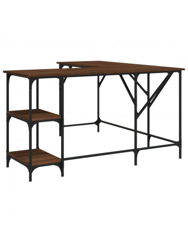 Scrivania Rovere Marrone 139x139x75 cm in Legno Multistrato