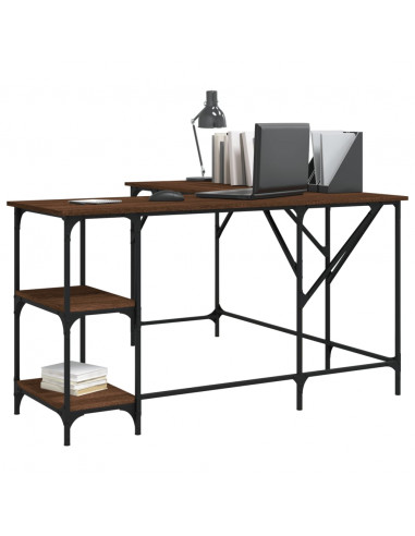 Scrivania Rovere Marrone 139x139x75 cm in Legno Multistrato