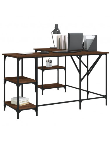 Scrivania Rovere Marrone 139x139x75 cm in Legno Multistrato