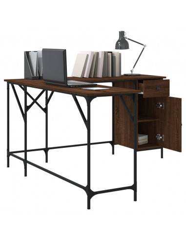 Scrivania Rovere Marrone 141x141x75 cm in Legno Multistrato