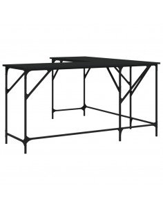 Scrivania Nera 149x149x75 cm in Legno Multistrato 2