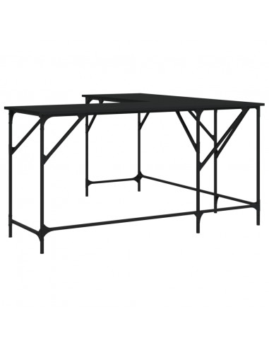 Scrivania Nera 149x149x75 cm in Legno Multistrato