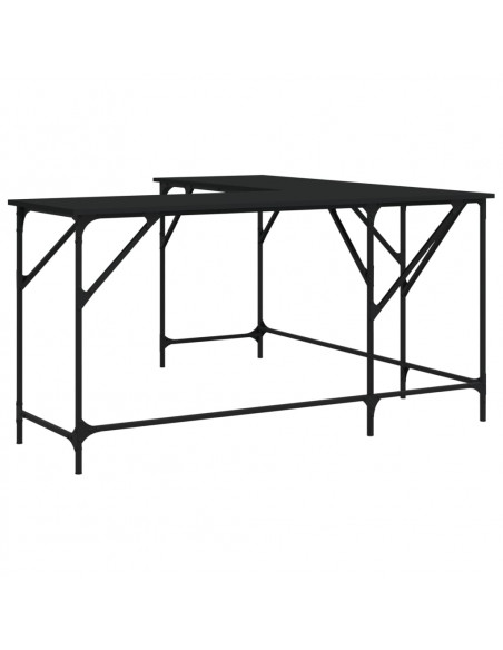 Scrivania Nera 149x149x75 cm in Legno Multistrato