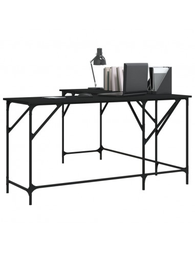 Scrivania Nera 149x149x75 cm in Legno Multistrato