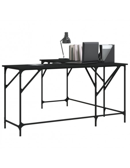 Scrivania Nera 149x149x75 cm in Legno Multistrato