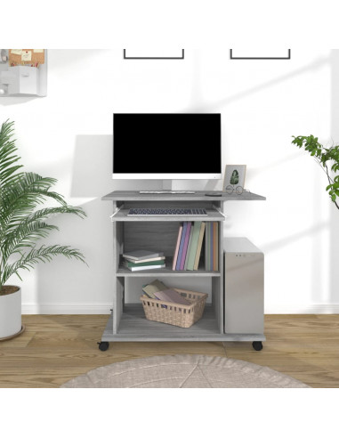 Scrivania Computer Grigio Sonoma 80x50x75 cm Legno Multistrato