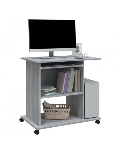 Scrivania Computer Grigio Sonoma 80x50x75 cm Legno Multistrato