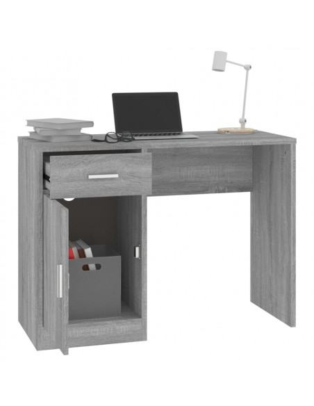 Scrivania Cassetto grigio sonoma 100x40x73cm Legno Multistrato