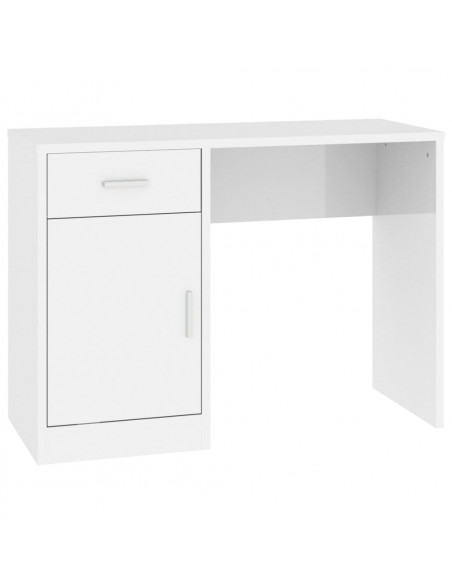 Scrivania Cassetto Bianco Lucido 100x40x73cm Legno Multistrato