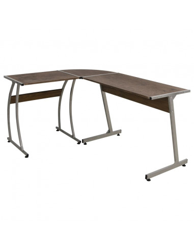 Scrivania ad Angolo Marrone in Legno Multistrato