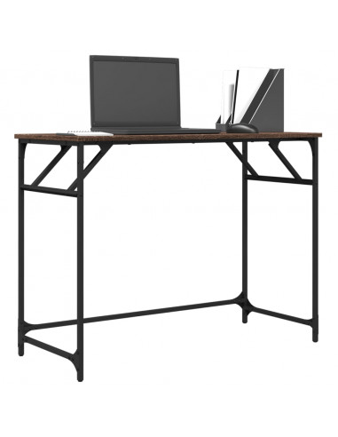 Scrivania Rovere Marrone 100x45x76cm Legno e Acciaio a Polvere