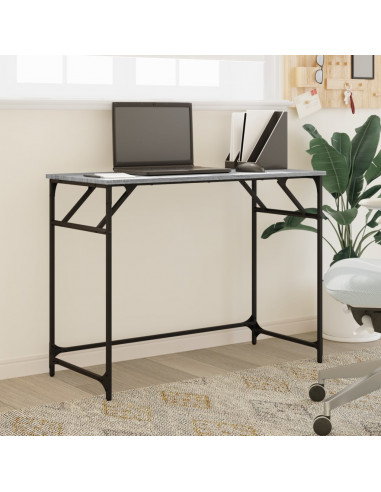 Scrivania Grigio Sonoma 100x45x76cm Legno e Acciaio a Polvere