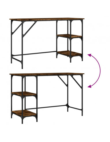 Scrivania Rovere Fumo 120x50x75cm Metallo e Legno Multistrato