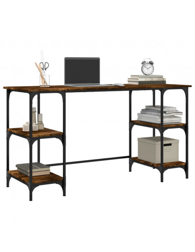 Scrivania Rovere Fumo 140x50x75 cm Metallo e Legno Multistrato