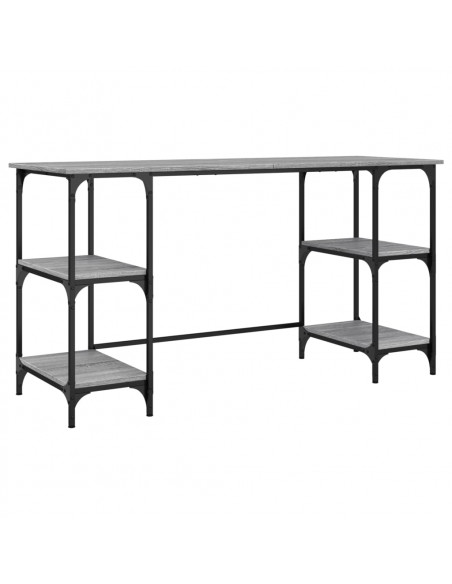 Scrivania Grigio Sonoma 140x50x75cm Metallo e Legno Multistrato