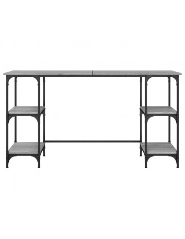 Scrivania Grigio Sonoma 140x50x75cm Metallo e Legno Multistrato