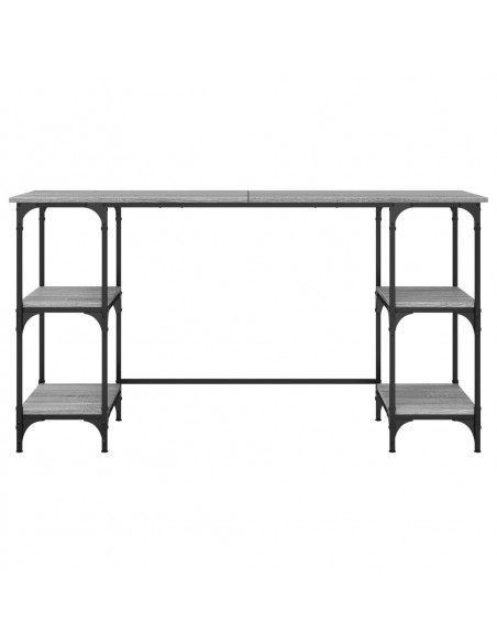 Scrivania Grigio Sonoma 140x50x75cm Metallo e Legno Multistrato
