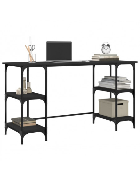 Scrivania Nera 140x50x75 cm in Metallo e Legno Multistrato