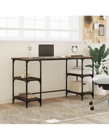 Scrivania Rovere Marrone 140x50x75 cm Metallo Legno Multistrato