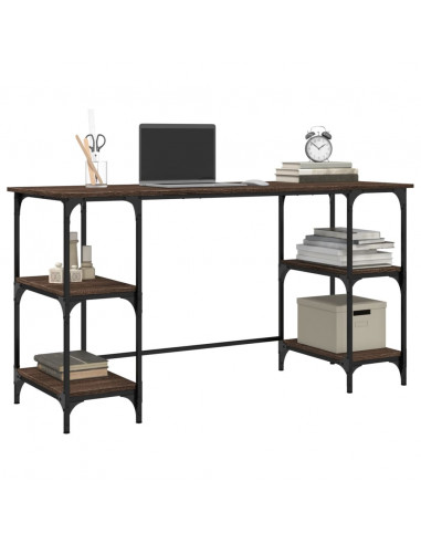 Scrivania Rovere Marrone 140x50x75 cm Metallo Legno Multistrato