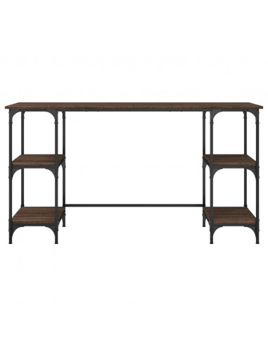 Scrivania Rovere Marrone 140x50x75 cm Metallo Legno Multistrato