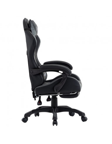 Sedia da Gaming con Poggiapiedi Grigia e Nera in Similpelle