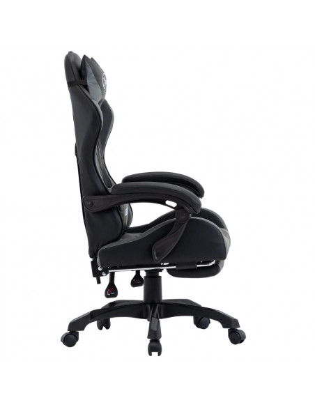 Sedia da Gaming con Poggiapiedi Grigia e Nera in Similpelle