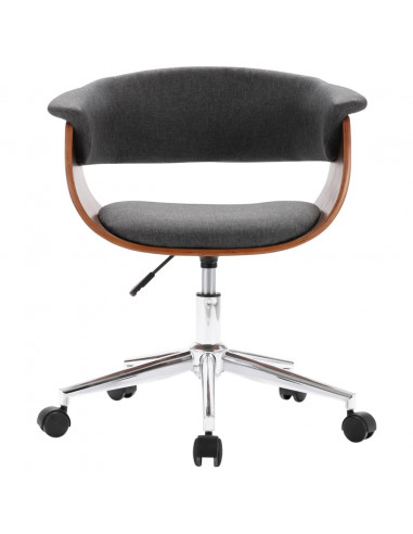 Sedia da Ufficio Girevole Grigia in Legno Piegato e Tessuto