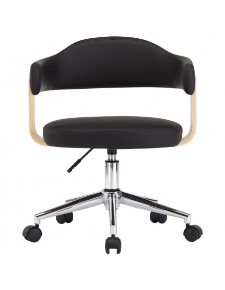 Sedia da Ufficio Girevole Nera in Legno Piegato e Similpelle