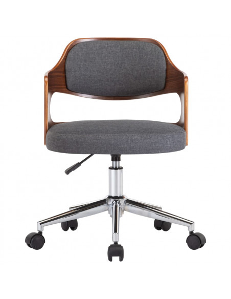 Sedia da Ufficio Girevole Grigia in Legno Piegato e Similpelle