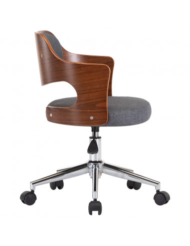 Sedia da Ufficio Girevole Grigia in Legno Piegato e Similpelle