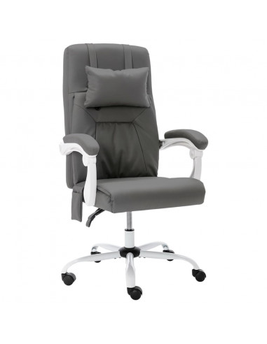Sedia Massaggiante da Ufficio Grigia in Similpelle