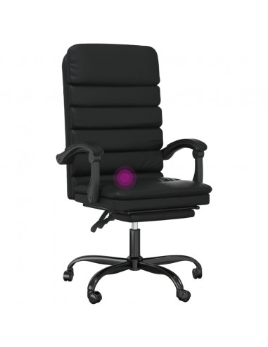 Poltrona da Ufficio Massaggiante Reclinabile Nera in Similpelle