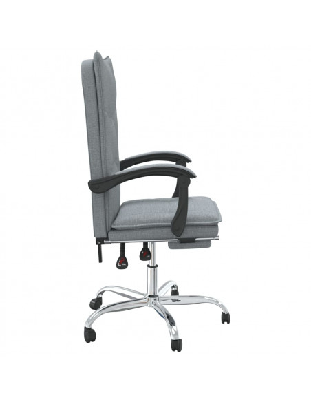Poltrona da Ufficio Reclinabile Grigio Chiaro in Tessuto