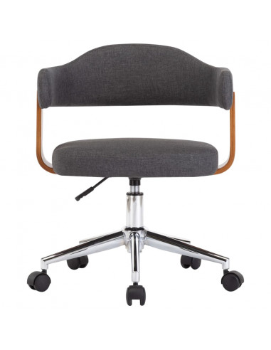 Sedia da Ufficio Girevole Grigia in Legno Piegato e Tessuto