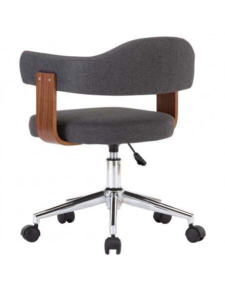 Sedia da Ufficio Girevole Grigia in Legno Piegato e Tessuto
