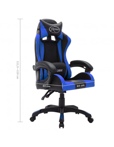 Sedia da Gaming con Luci a LED RGB Blu e Nera in Similpelle