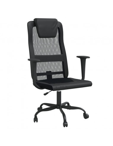Sedia da Ufficio Altezza Regolabile Nera in Rete e Similpelle