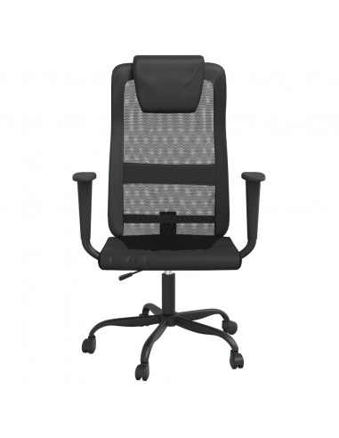 Sedia da Ufficio Altezza Regolabile Nera in Rete e Similpelle