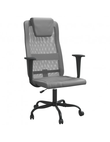 Sedia da Ufficio Altezza Regolabile Grigia in Rete e Similpelle