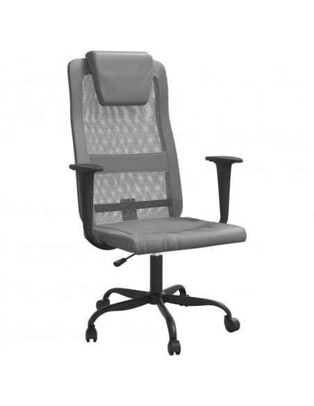 Sedia da Ufficio Altezza Regolabile Grigia in Rete e Similpelle
